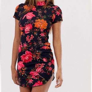 NWOT Floral High Neck Mini Dress